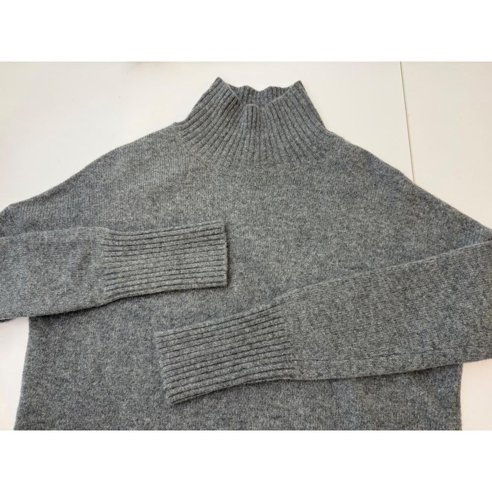 Boden Wool Sweater Women XS Gray Mock Neck Quiet Luxury Classic Preppy Oversized